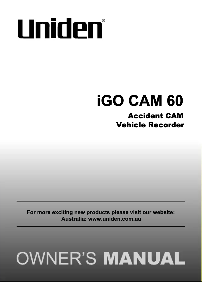 Image de la première page du manuel de l'appareil iGO CAM 60