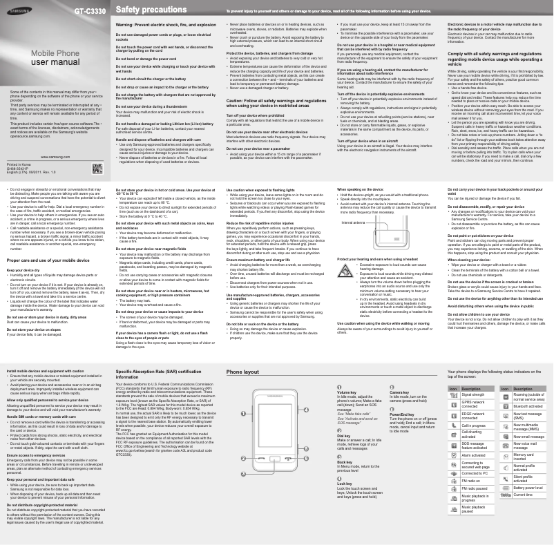 Page n°1 - Manuel utilisateur Samsung Champ 2 GT-C3330