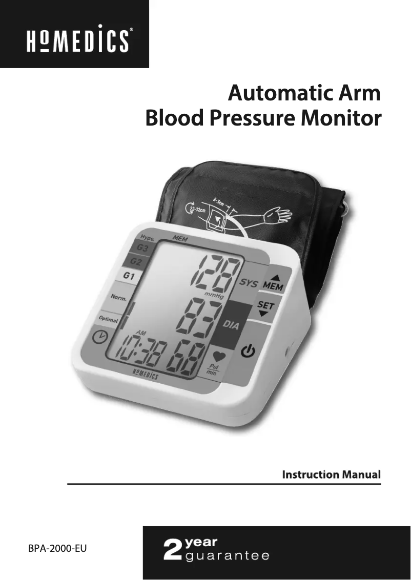 Page n°1 - Manuel utilisateur Homedics BPA-2000-EU