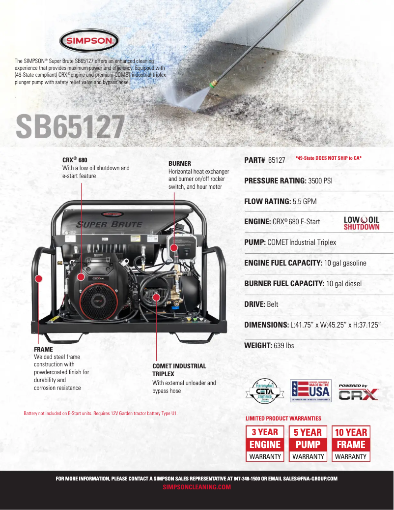 Page n°1 - Fiche technique Simpson Super Brute SB65127