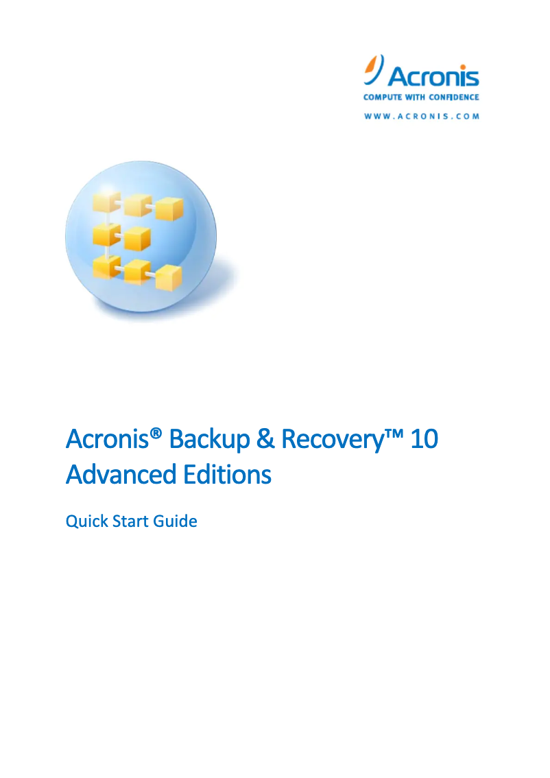 Page n°1 - Guide de démarrage rapide Acronis Backup & Recovery 10 SBS Edition