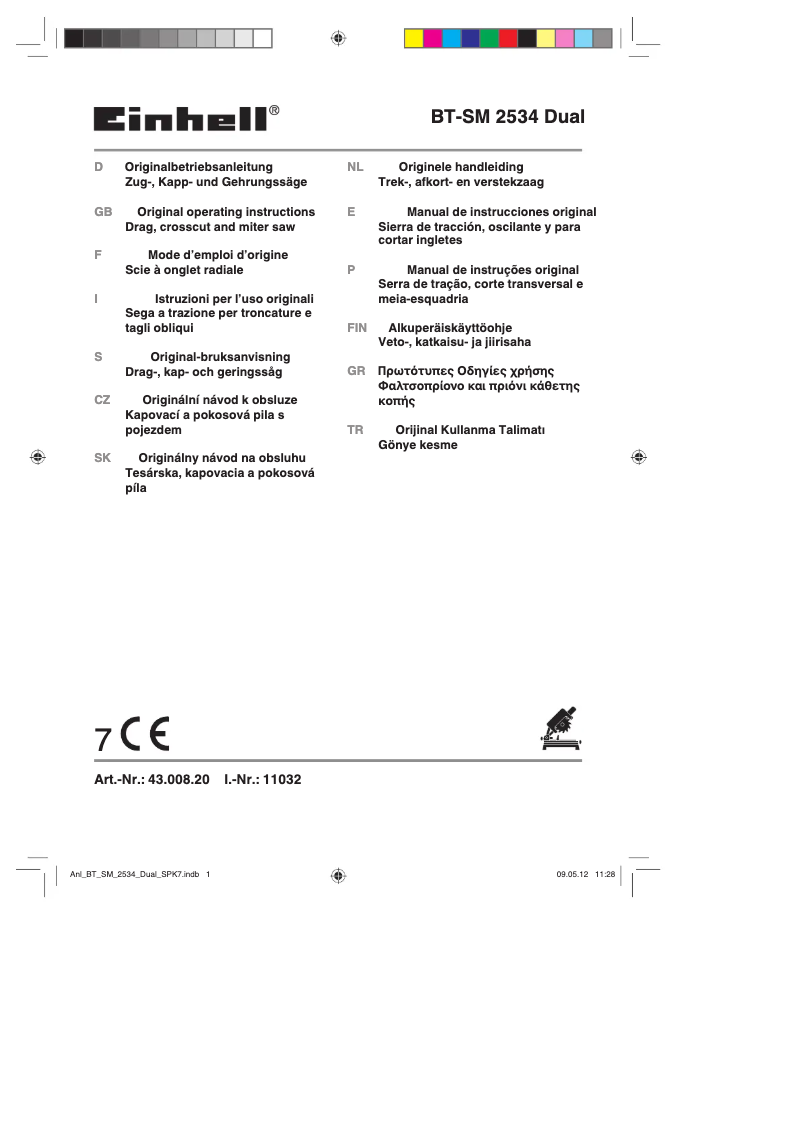Page n°1 - Manuel utilisateur Einhell BT-SM 2534 Dual