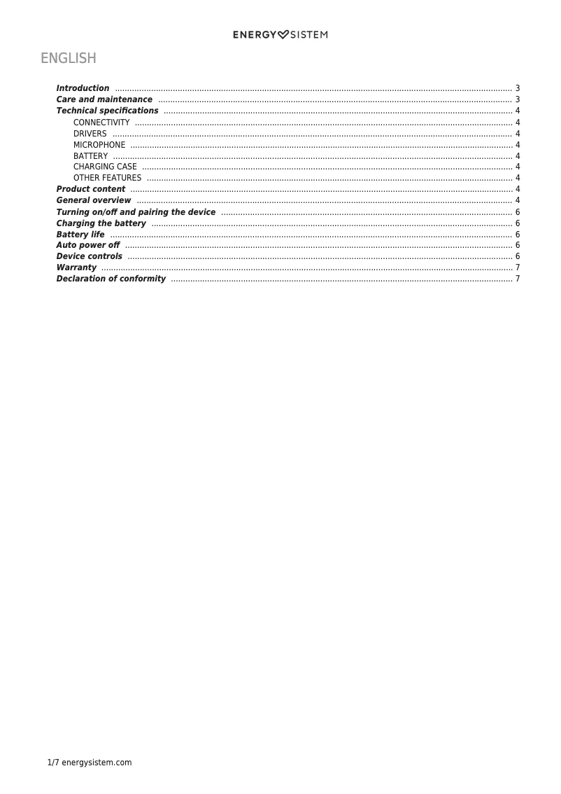Page n°1 - Manuel utilisateur Energy Sistem Earphones Urban 4 True Wireless