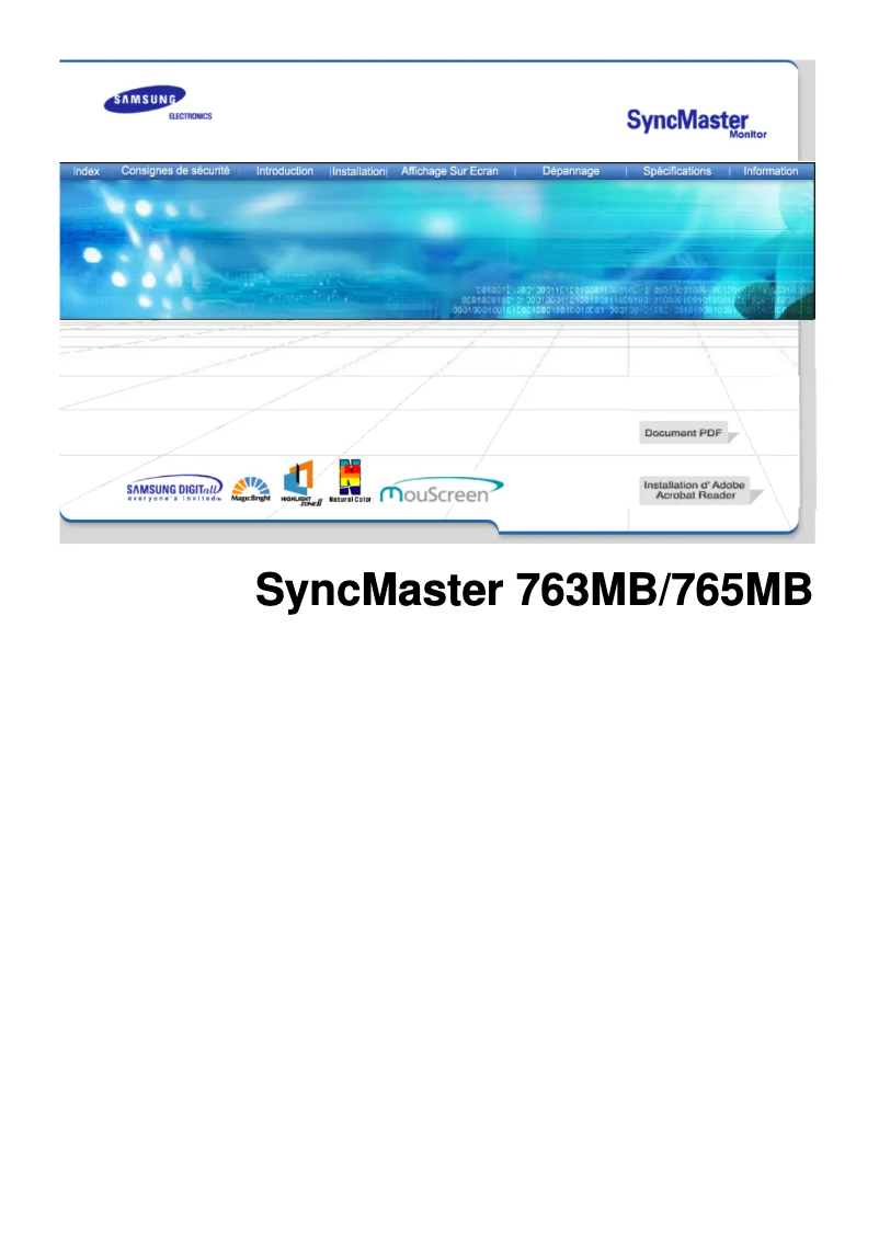 Image de la première page du manuel de l'appareil SyncMaster 763MB