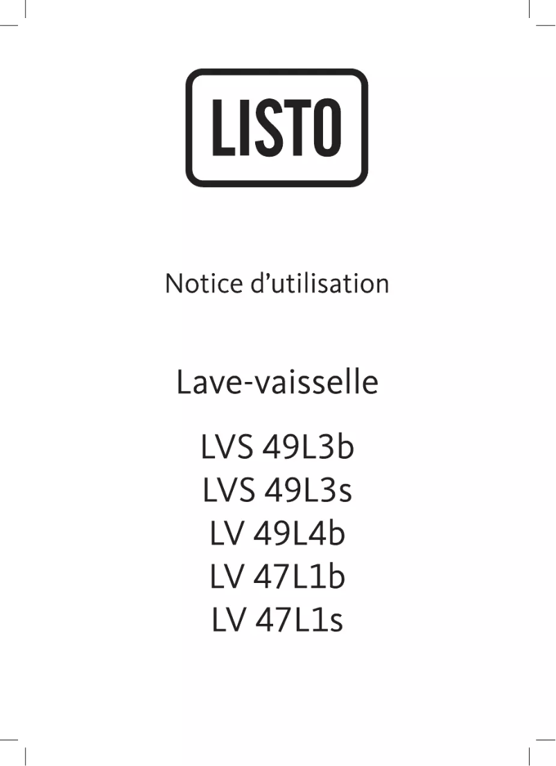 Page 1 de la notice Manuel utilisateur Listo LV 47L1s