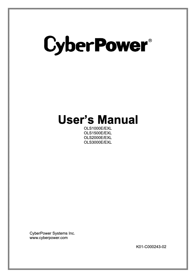 Page 1 de la notice Manuel utilisateur CyberPower OLS3000EXL