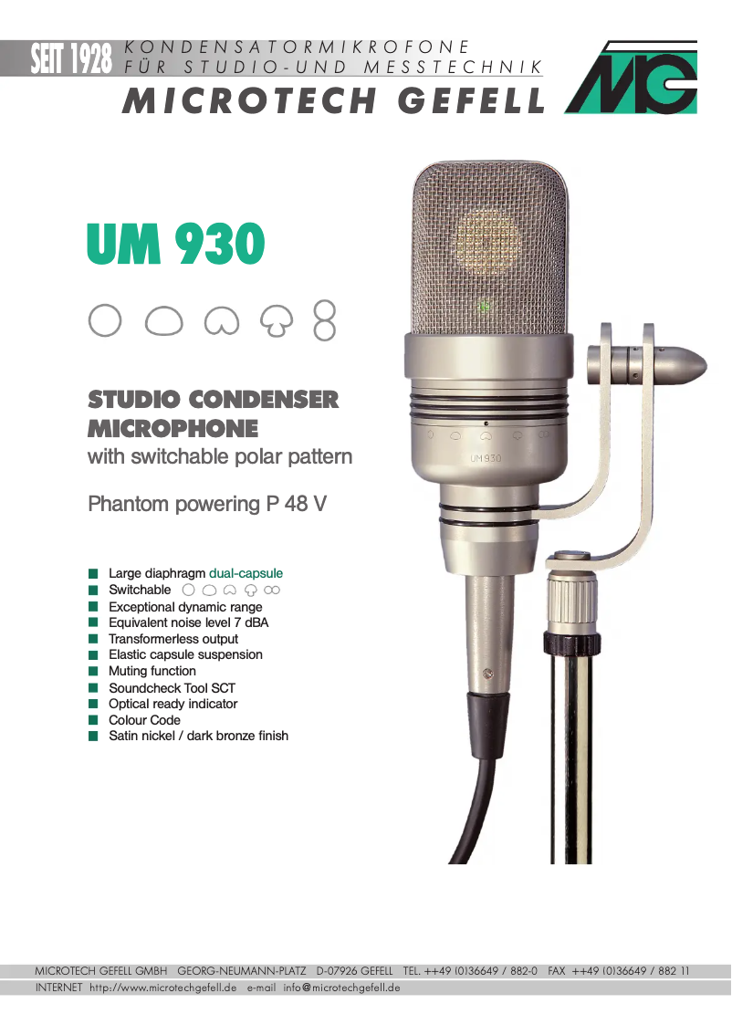 Page n°1 - Manuel utilisateur Microtech Gefell UM 930