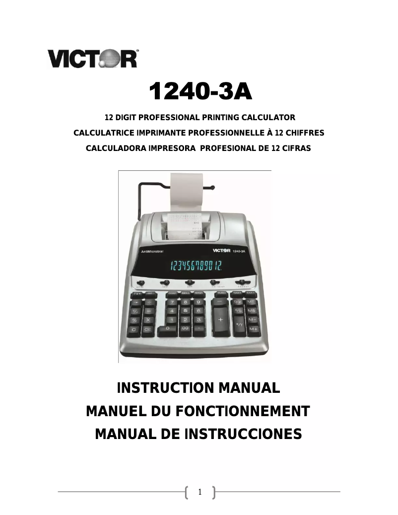 Page 1 de la notice Manuel utilisateur Victor Technology 1240-3A