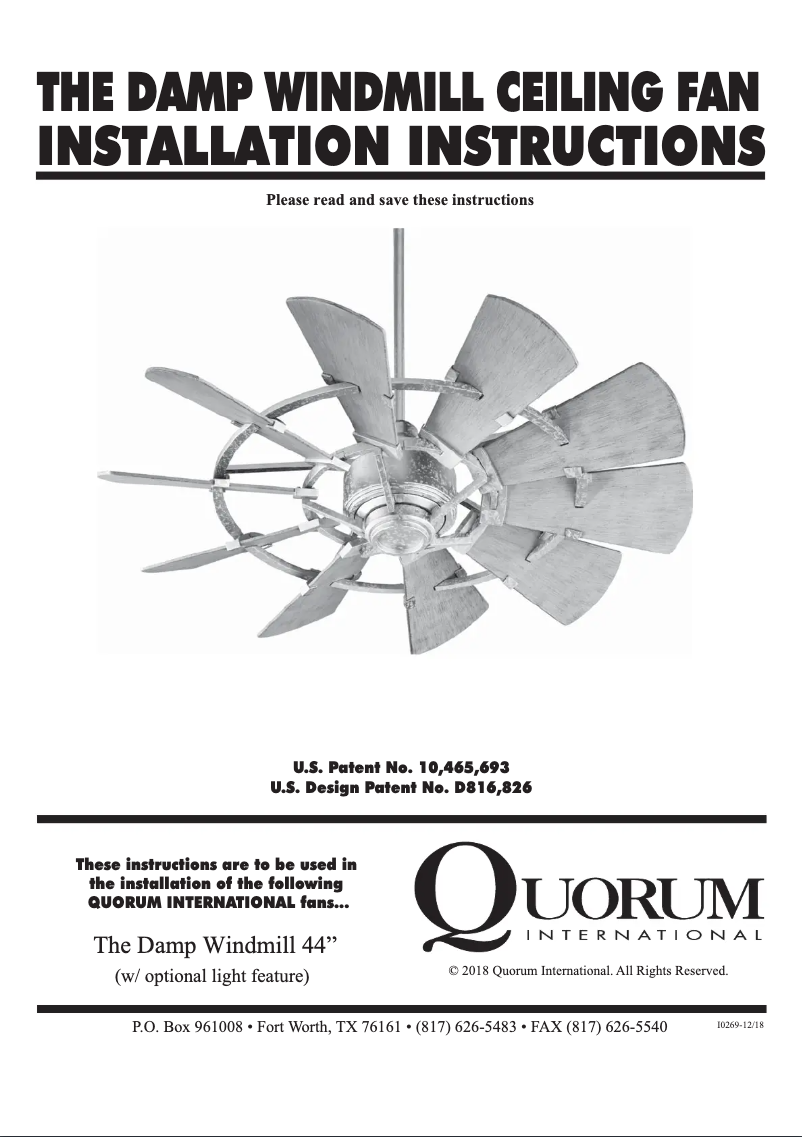 Image de la première page du manuel de l'appareil Windmill 194410-9