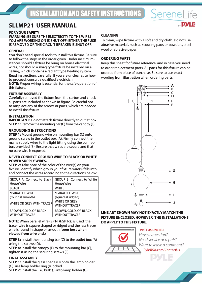 Page 1 de la notice Manuel utilisateur SereneLife SLLMP21