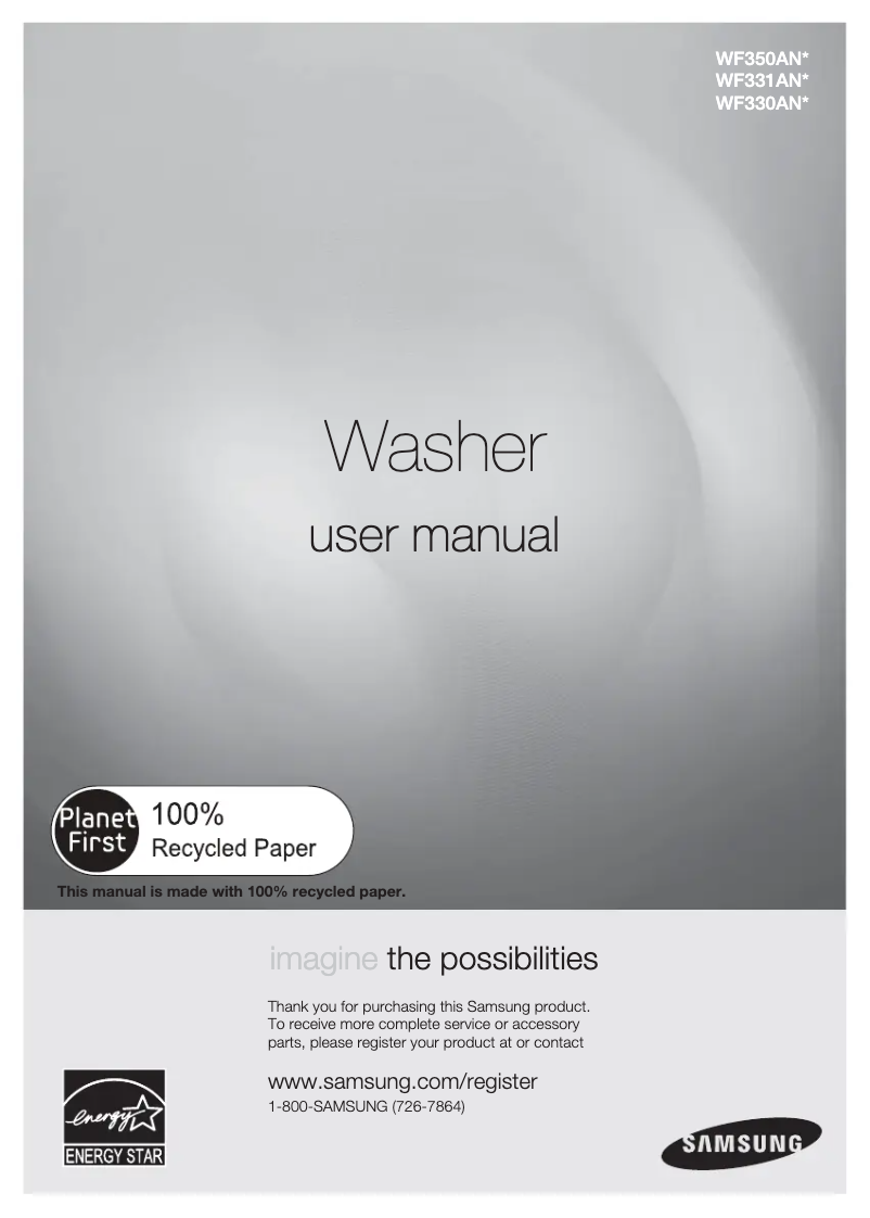 Page 1 de la notice Manuel utilisateur Samsung WF350ANW