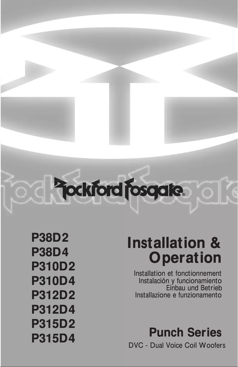 Page n°1 - Manuel utilisateur Rockford Fosgate Punch P310D2