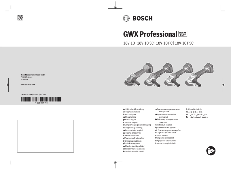 Página 1 del manual Manual de usuario Bosch GWX 18V-10 SC Professional