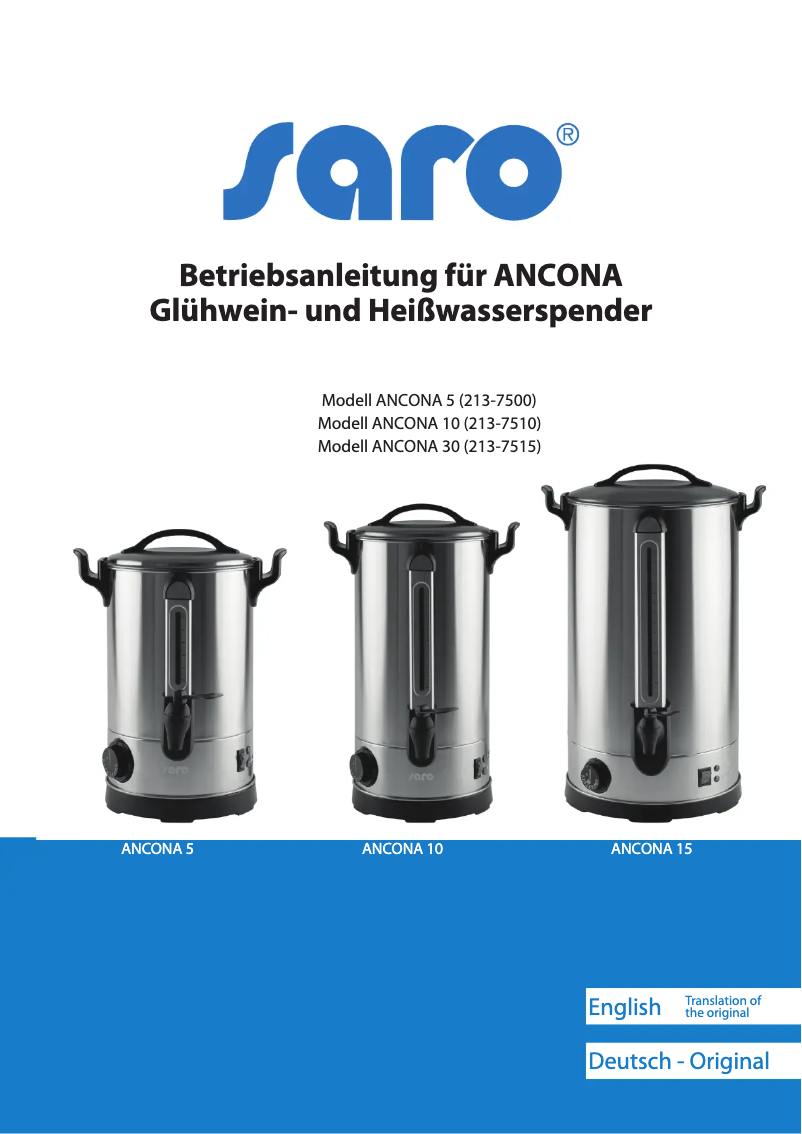 Página 1 del manual Manual de usuario Saro ANCONA 30 213-7515
