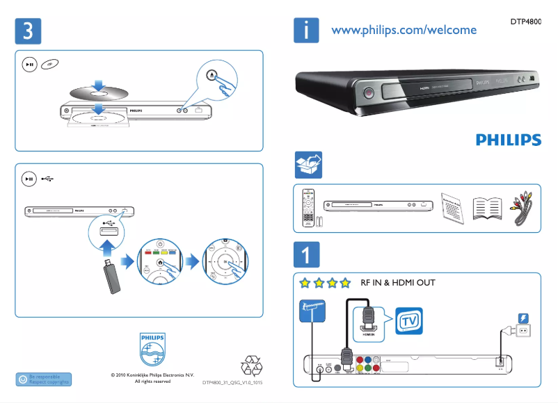 Page 1 de la notice Guide de démarrage rapide Philips DTP4800