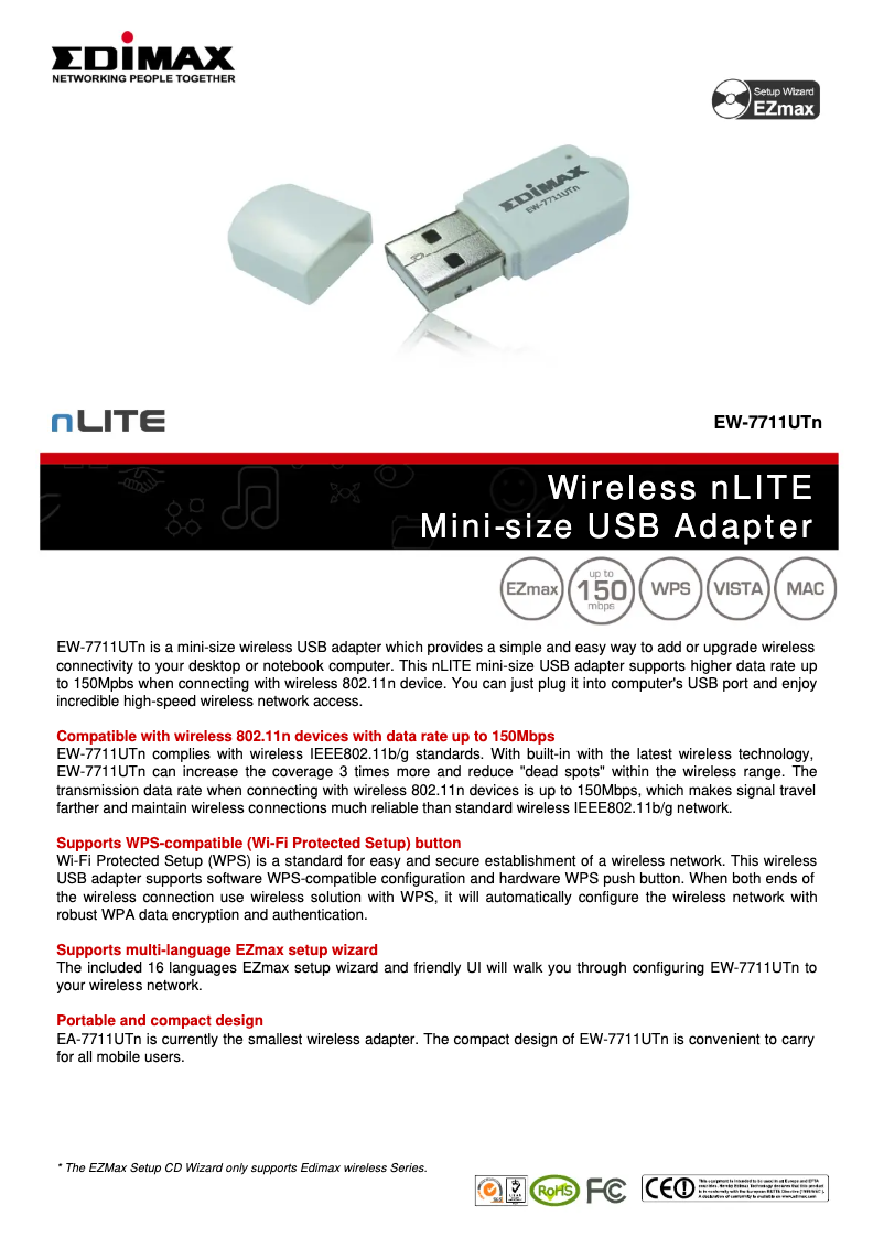 Page n°1 - Fiche technique Edimax EW-7711UTn
