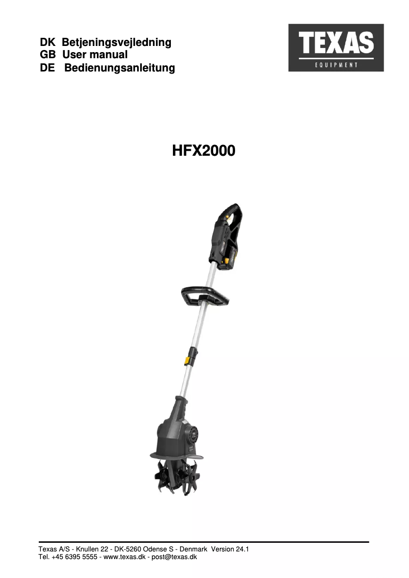 Image de la première page du manuel de l'appareil HFX2000