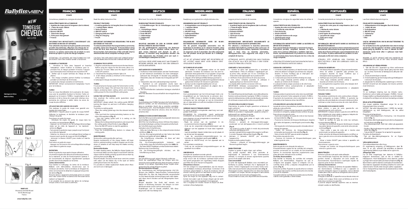 Page 1 de la notice Manuel utilisateur BaByliss E708PE