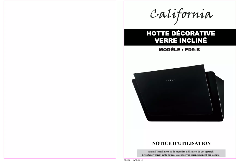 Page n°1 - Manuel utilisateur California FD9-B