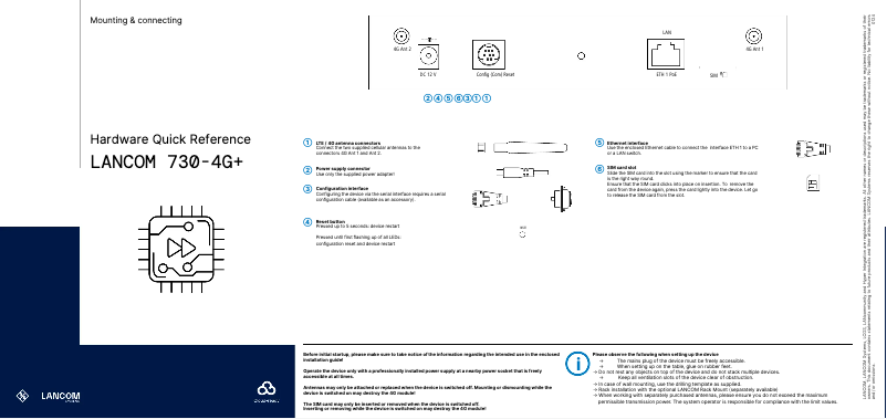 Page 1 de la notice Manuel utilisateur Lancom 730-4G+