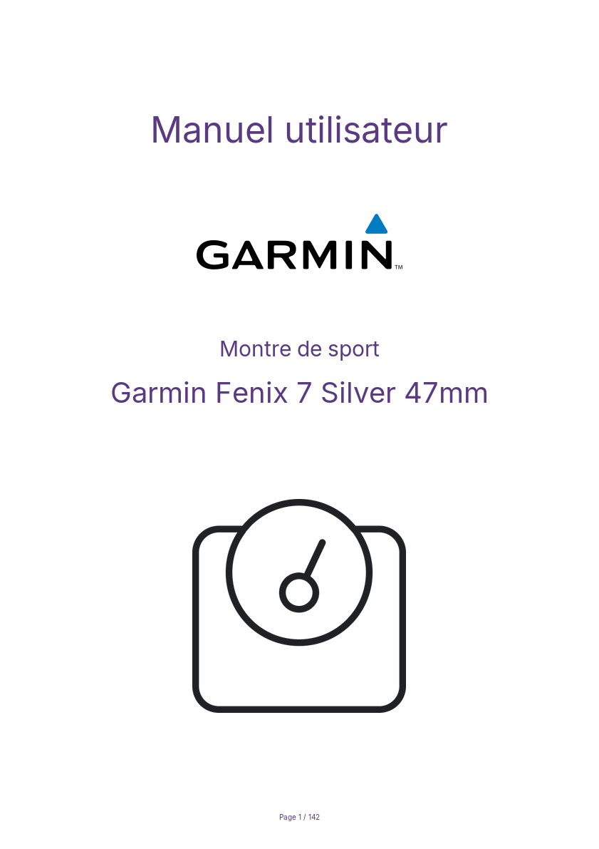 Page n°1 - Manuel utilisateur Garmin Fenix 7 Silver 47mm