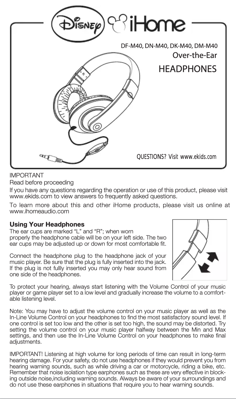 Page 1 de la notice Manuel utilisateur KIDdesigns DW-M40