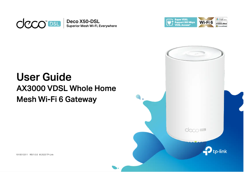 Image de la première page du manuel de l'appareil Deco X50-DSL