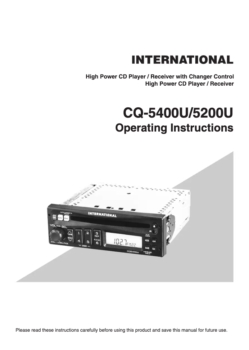 Page n°1 - Manuel utilisateur Panasonic CQ-5400U