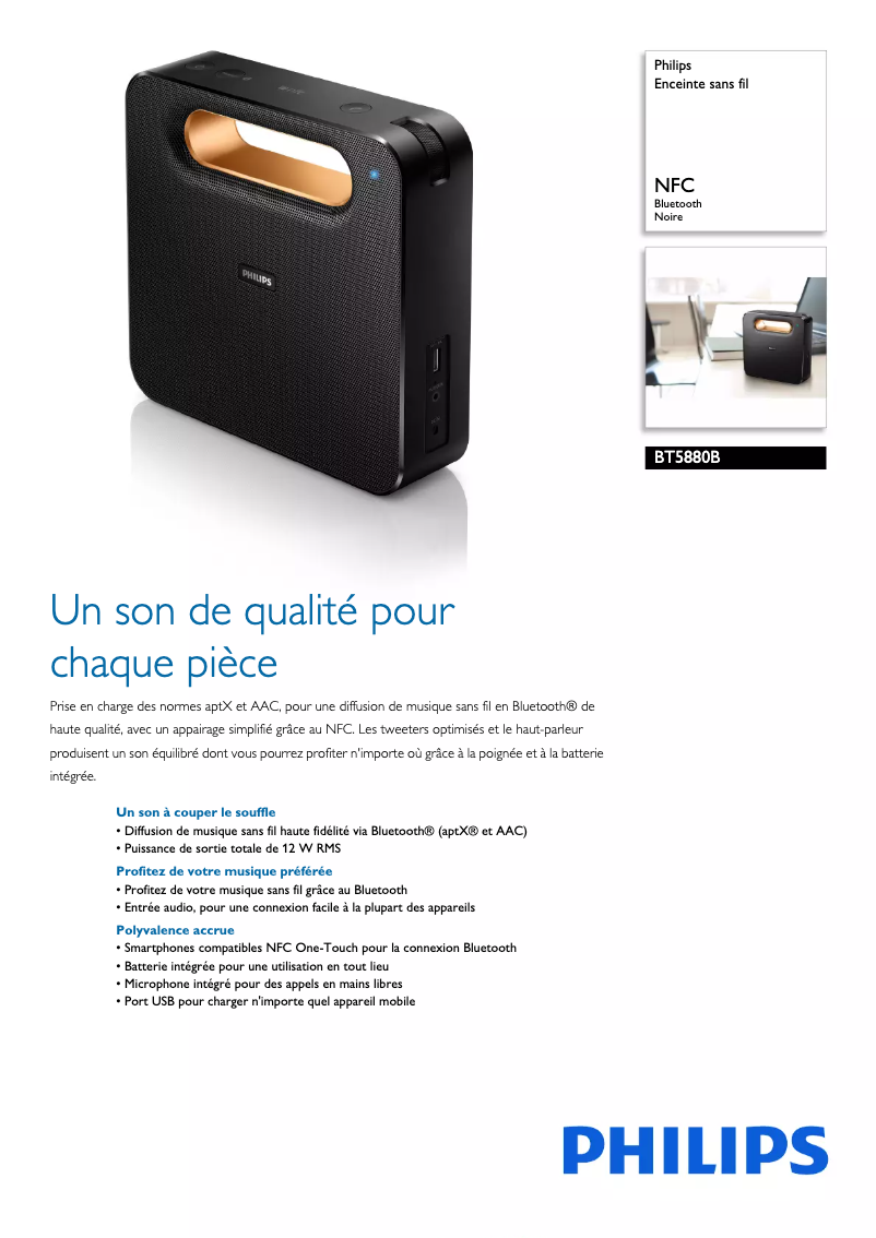 Image de la première page du manuel de l'appareil BT5880