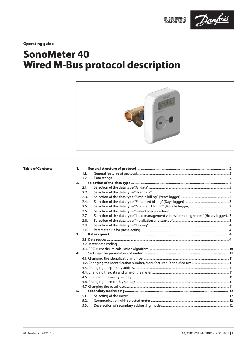 Page 1 de la notice Manuel utilisateur Danfoss SonoMeter 40