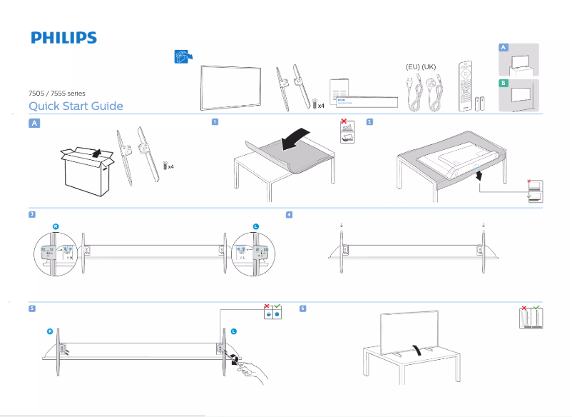 Page 1 de la notice Guide de démarrage rapide Philips 43PUS7505