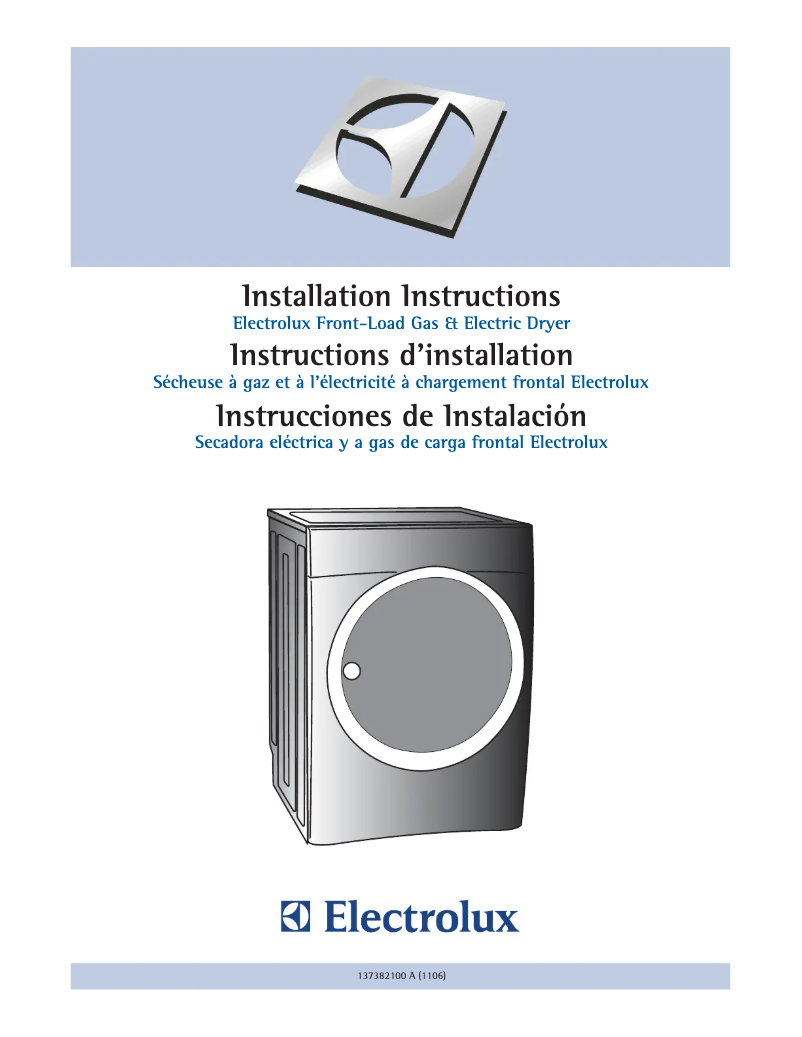 Page 1 de la notice Guide d'installation Electrolux EIMED60LT