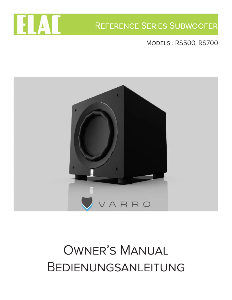 Image de la première page du manuel de l'appareil Varro RS700