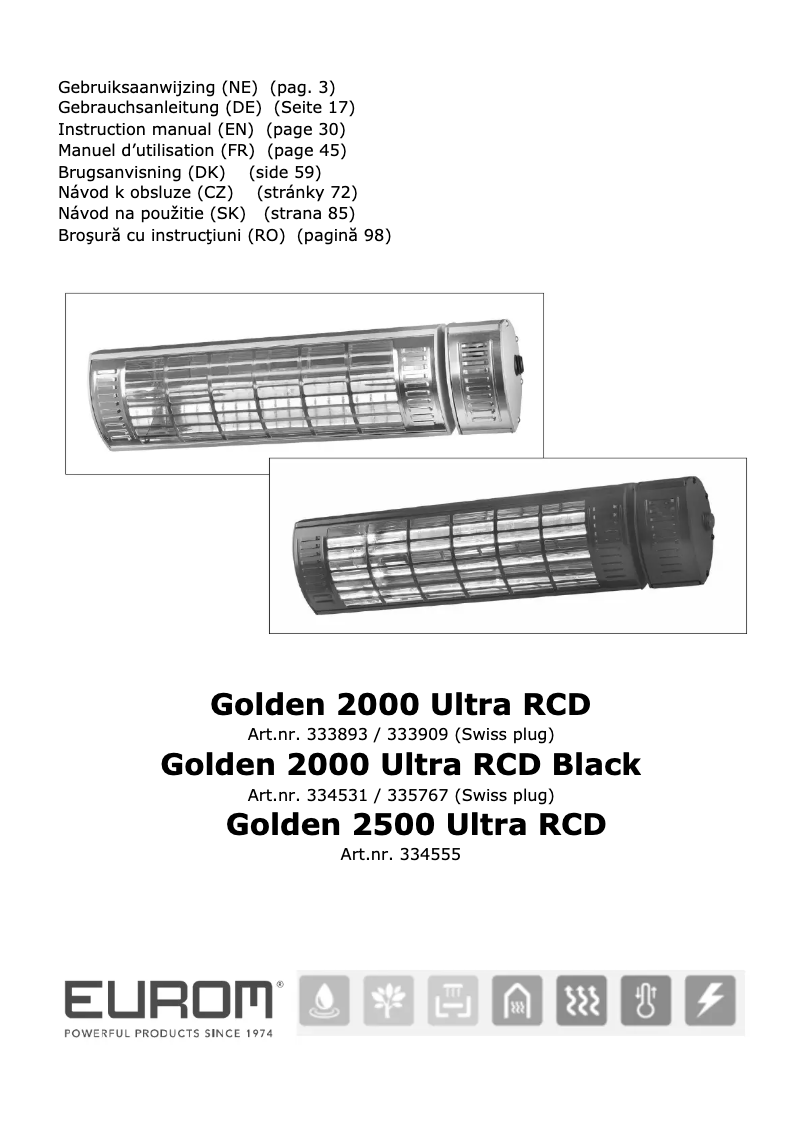 Page n°1 - Manuel utilisateur Eurom Golden 2000 Ultra RCD