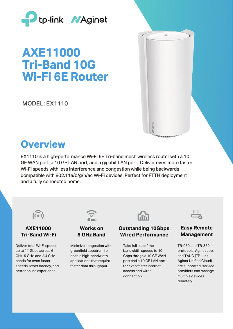 Page 1 de la notice Fiche technique TP-Link Aginet EX1110