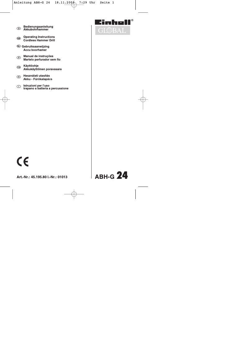 Image de la première page du manuel de l'appareil ABH-G 24V-2