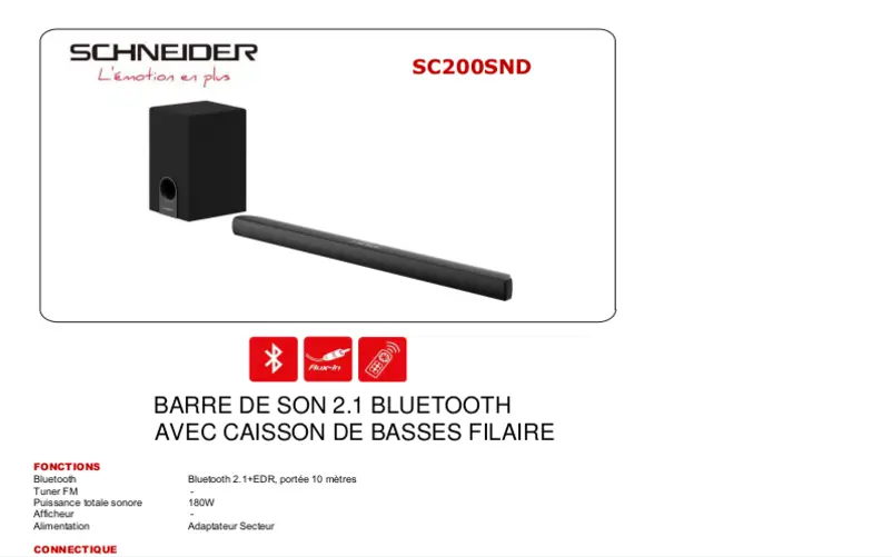 Page n°1 - Fiche technique Schneider SC200SND