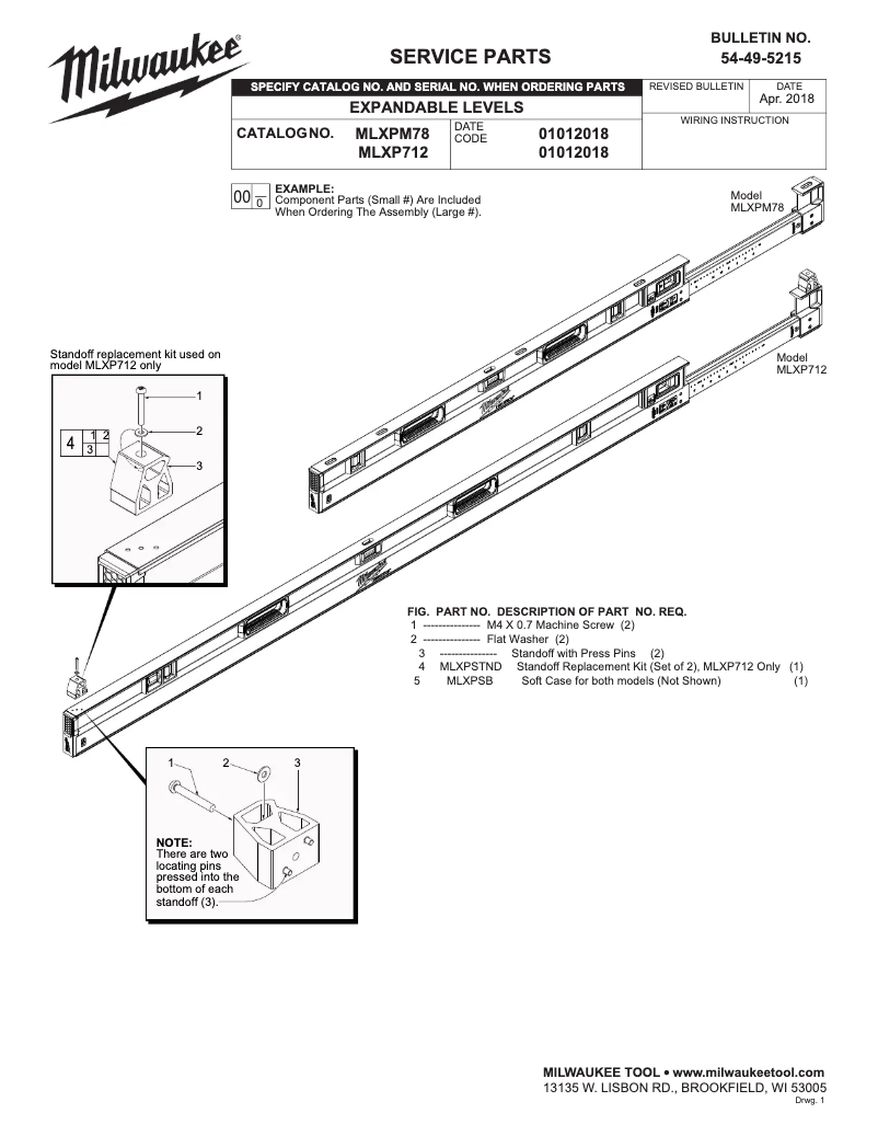 Page n°1 - Manuel utilisateur Milwaukee MLXP712