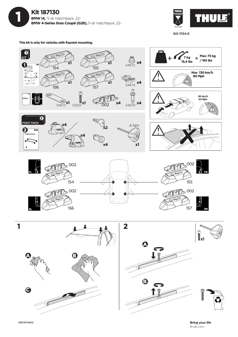 Page n°1 - Manuel utilisateur Thule Kit 187130
