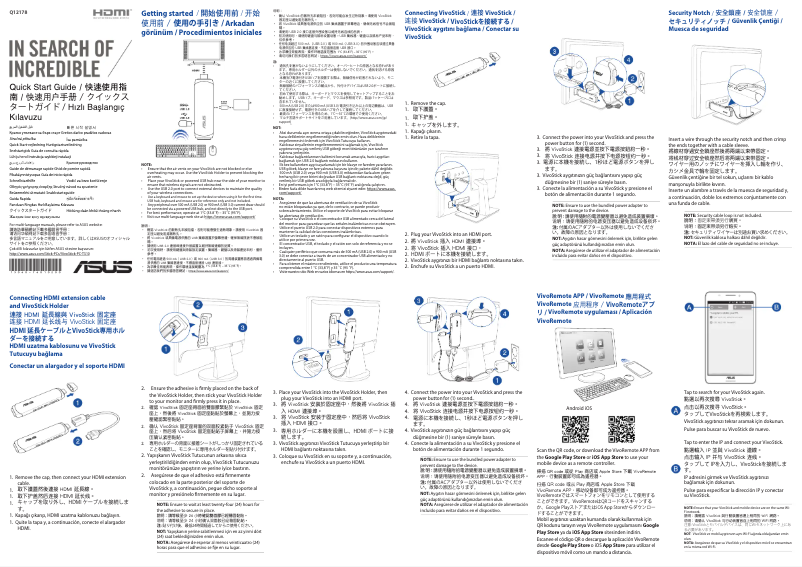 Page 1 de la notice Guide de démarrage rapide Asus VivoStick TS10