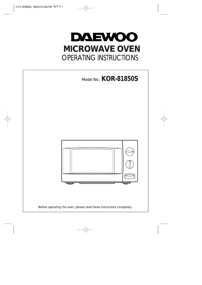 Imagen de la primera página del manual del dispositivo KOR-81850S
