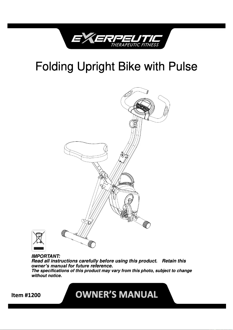 Página 1 del manual Manual de usuario Exerpeutic 1200