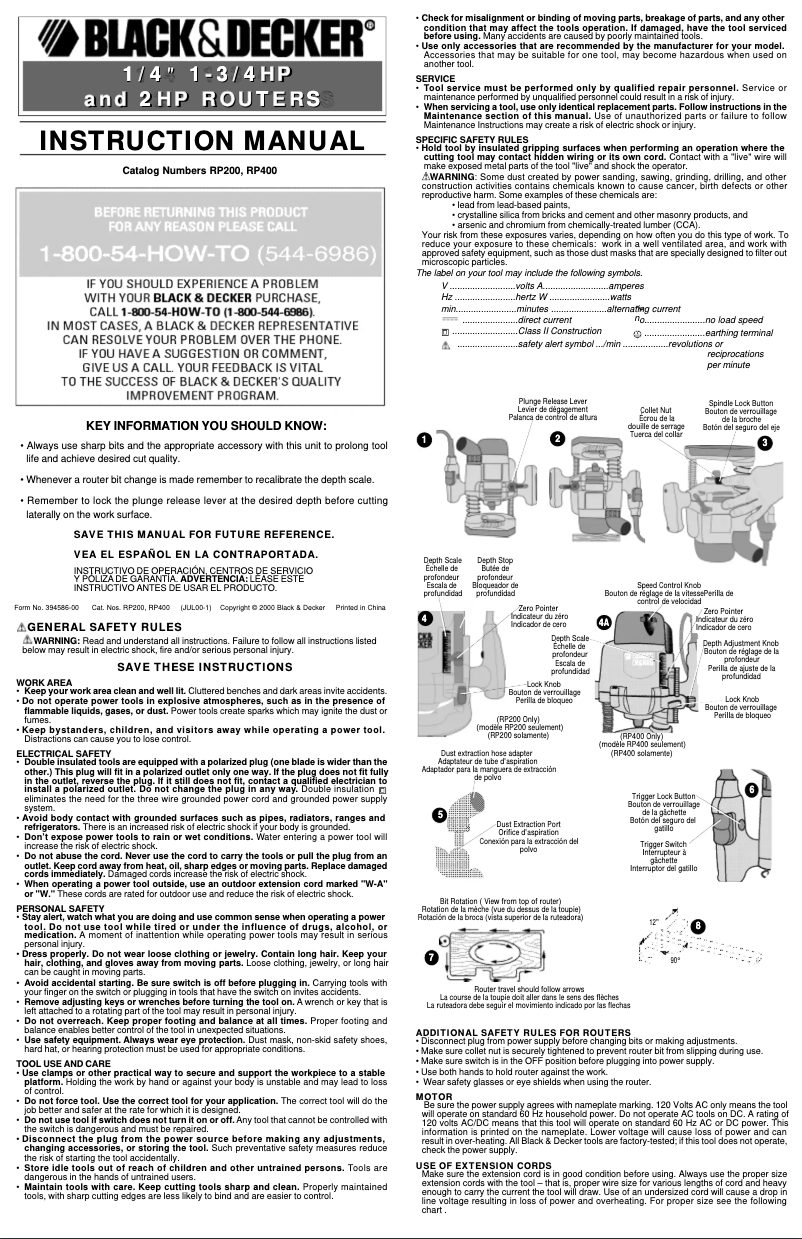 Page n°1 - Manuel utilisateur Black & Decker RP200