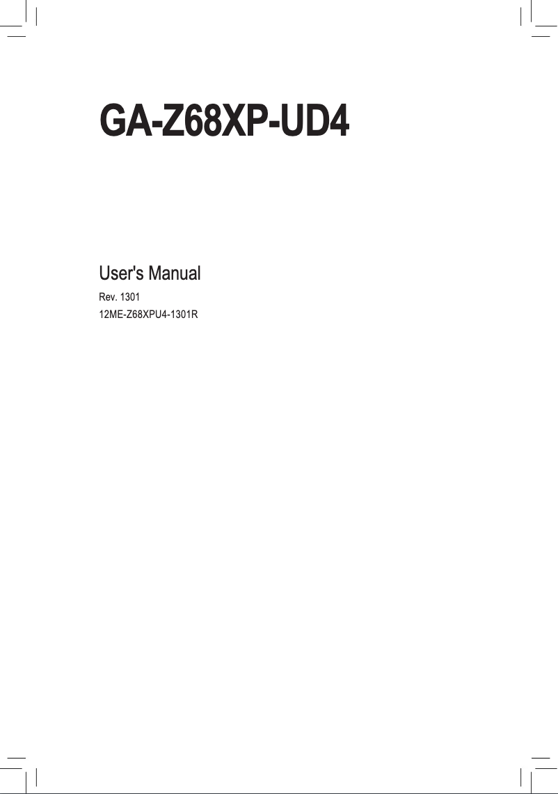 Page n°1 - Manuel utilisateur Gigabyte GA-Z68XP-UD4