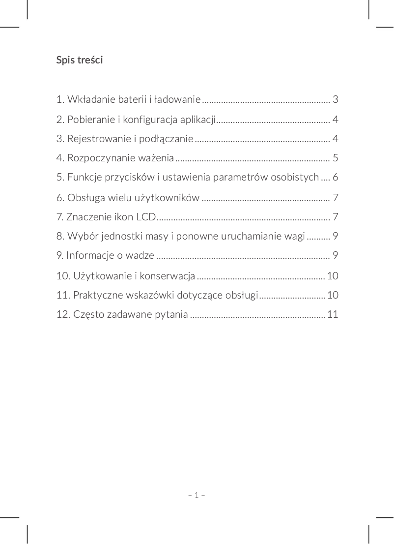 Imagen de la primera página del manual del dispositivo Oro Scale Bluetooth