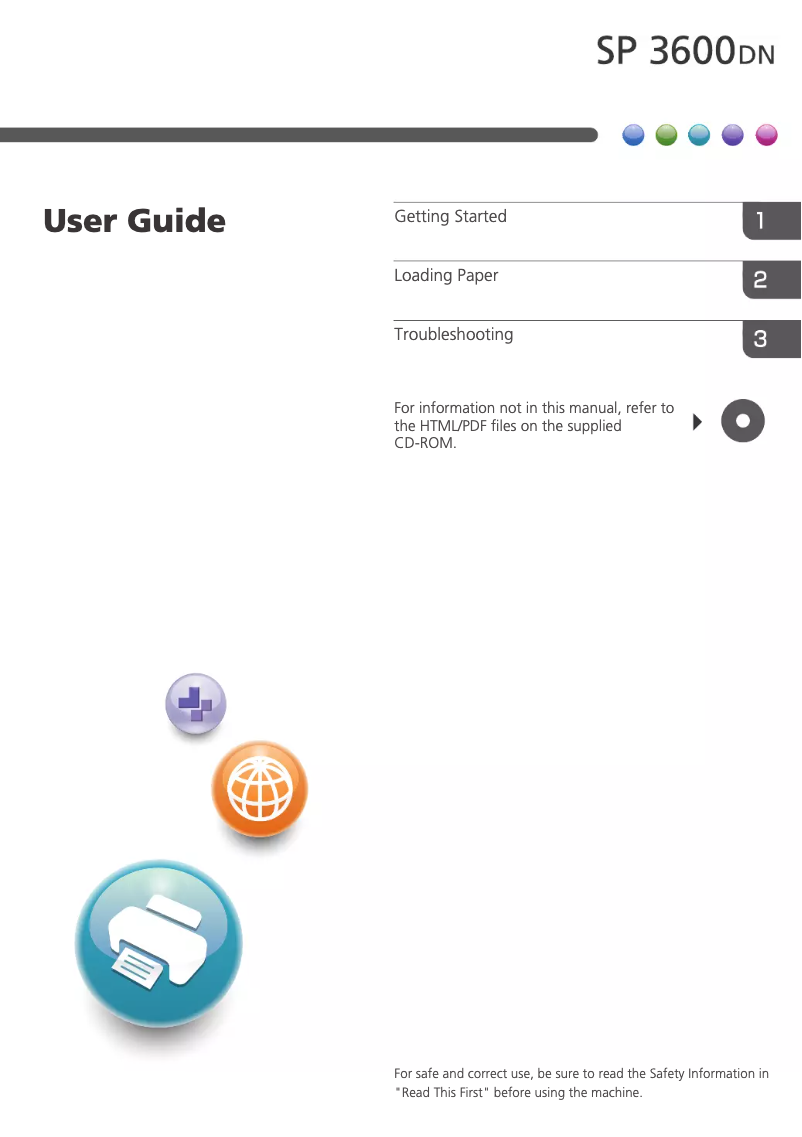 Page 1 de la notice Manuel utilisateur Ricoh SP 3600DN