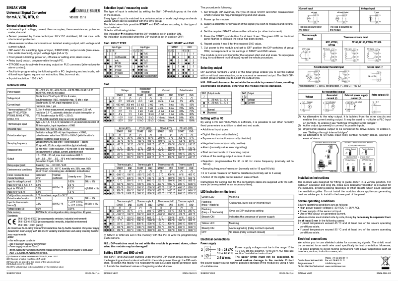 Image de la première page du manuel de l'appareil SINEAX V620