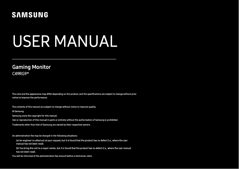 Page n°1 - Manuel utilisateur Samsung C49RG90SSL