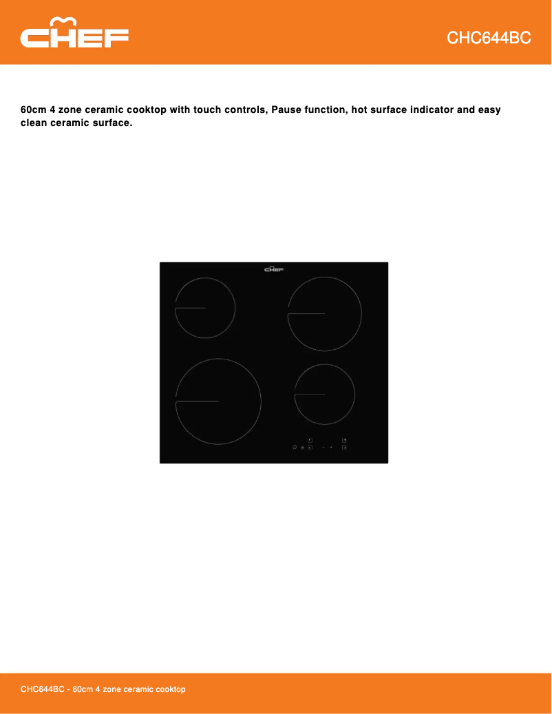 Página 1 del manual Ficha técnica Chef CHC644BC