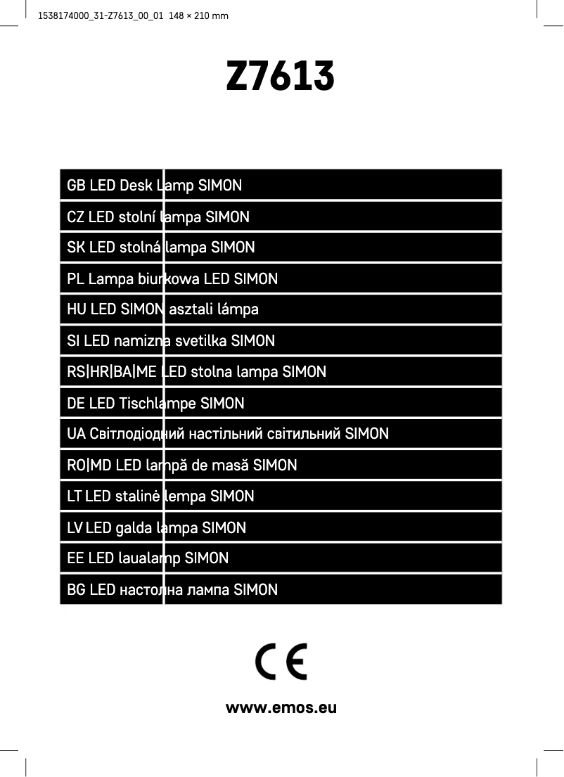 Page 1 de la notice Manuel utilisateur Emos Z7613